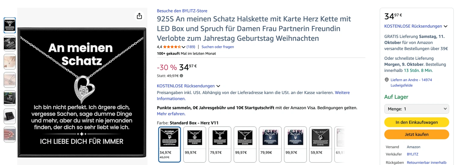 An meinen Schatz Halsketten BYLITZ